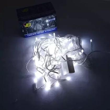 Imagem de Pisca Pisca Branco Cascata 100 Leds 8 Funções Fio Branco 3 Metros 127V V8