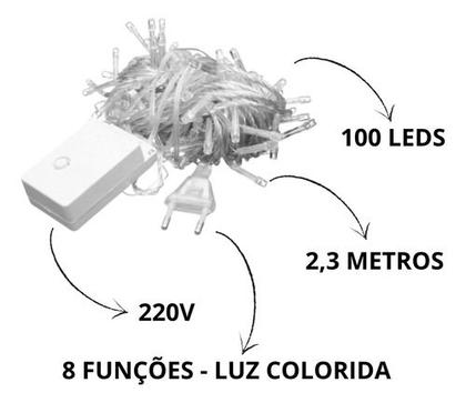 Imagem de Pisca Pisca Cascata 100leds Transparente 2,3m Branco Natal - - Colorido