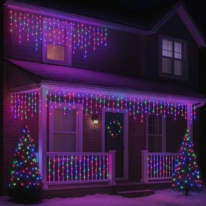Imagem de Pisca Pisca Cascata 3,9m 300leds Branco Colorido Natal 220v