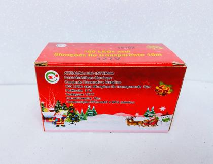 Imagem de Pisca Pisca Natal 100 Leds 10 Metros Fio Transparente Luz Decoração 110V 8 Funções Vários Cores