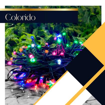 Imagem de Pisca Pisca Natal 100 Leds 10 Metros Fio Verde Luz Decoração de Árvore 110V 8 Funções Vários Cores
