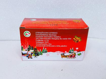 Imagem de Pisca Pisca Natal 100 Leds 10 Metros Fio Verde Luz Decoração de Árvore 110V 8 Funções Vários Cores