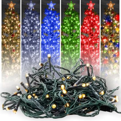 Imagem de Pisca Pisca Natal Fixo Cores 100 Leds 9m Fio Trasp. Decoração natalina iluminação festa Comércio papai noel casamento acessório