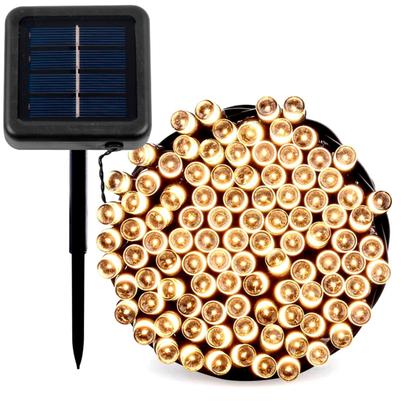 Imagem de Pisca Pisca Solar Enfeite Decoração Natal Jardim Quintal Garagem Externo Solar Led 200 Lâmpadas Colorido ou Dourado 20m 8 Modos