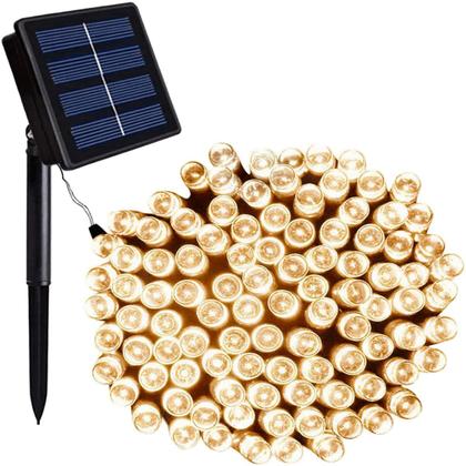 Imagem de Pisca Varal Cordão Solar Natal 100 Lâmpadas LEDs Amarelo 8M