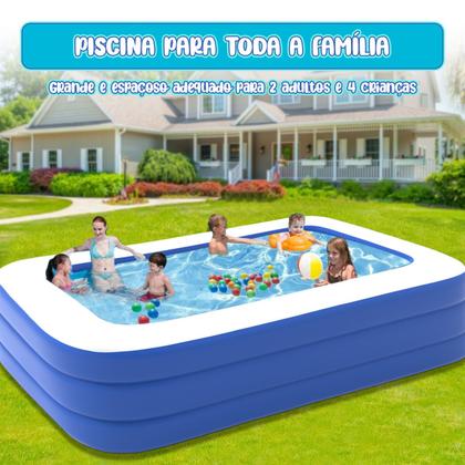 Imagem de Piscina 1100 litros Inflável Circular Infantil Adulto Para a Família PVC Reforçado Redonda 3 Anéis