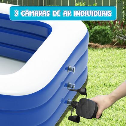 Imagem de Piscina 1100 litros Inflável Circular Infantil Adulto Para a Família PVC Reforçado Redonda 3 Anéis