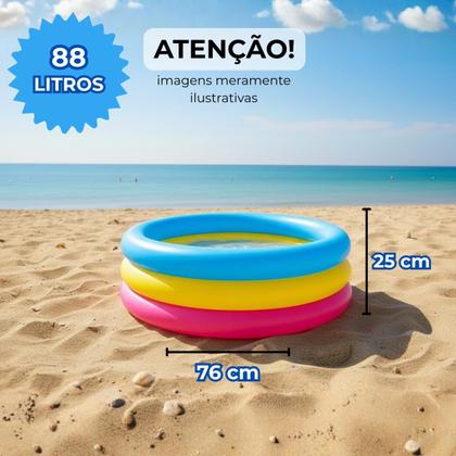 Imagem de Piscina 3 Aneis 88 Litros + Kit Balde Praia + Bola Praia PVC