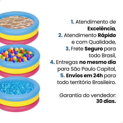 Imagem de Piscina 3 Aneis 88 Litros + Kit Balde Praia + Bola Praia PVC
