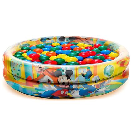 Imagem de Piscina Banheira Inflável Mickey 70 Litros Infantil Criança Menino Com Bolinhas