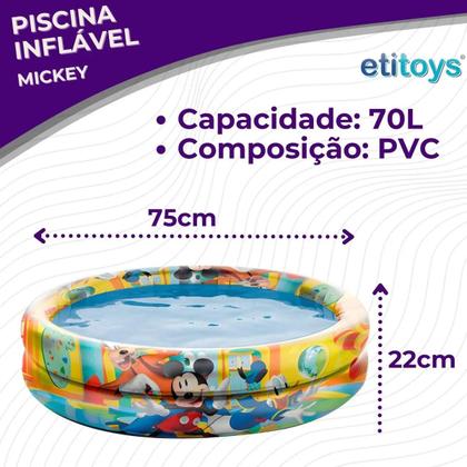 Imagem de Piscina Banheira Inflável Mickey 70 Litros Infantil Criança Menino Com Bolinhas