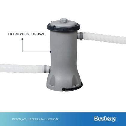 Imagem de Piscina Bestway 6478 Litros Retangular Power Steel com Escada e Bomba Filtro 220v