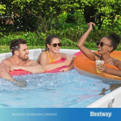 Imagem de Piscina Bestway 6478 Litros Retangular Power Steel com Escada e Bomba Filtro 220v