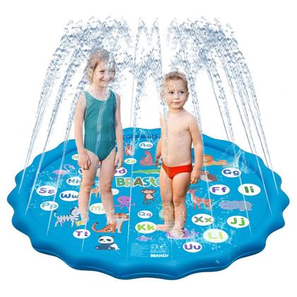 Imagem de Piscina Circular Esteira Infantil Em PVC Resistente 170cm Com Chafariz Jato D'Água Para Criança Pets