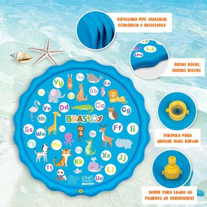 Imagem de Piscina Circular Esteira Infantil Em PVC Resistente 170cm Com Chafariz Jato D'Água Para Criança Pets