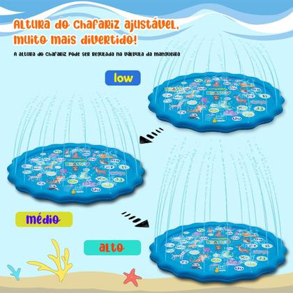Imagem de Piscina Circular Esteira Infantil Em PVC Resistente 170cm Com Chafariz Jato D'Água Para Criança Pets