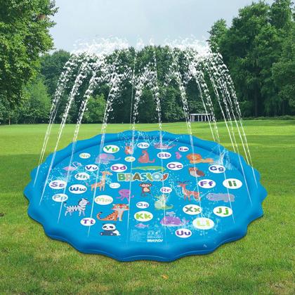 Imagem de Piscina Circular Esteira Infantil Em PVC Resistente 170cm Com Chafariz Jato D'Água Para Criança Pets