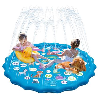 Imagem de Piscina Circular Esteira Infantil Em PVC Resistente 170cm Com Chafariz Jato D'Água Para Criança Pets