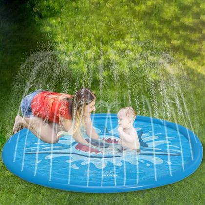 Imagem de Piscina Circular Esteira Infantil Em PVC Resistente Redonda 170cm Com Chafariz Jato D'Água Para Criança Pets