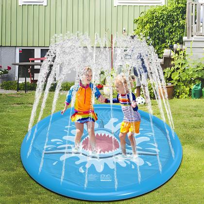 Imagem de Piscina Circular Esteira Infantil Em PVC Resistente Redonda 170cm Com Chafariz Jato D'Água Para Criança Pets
