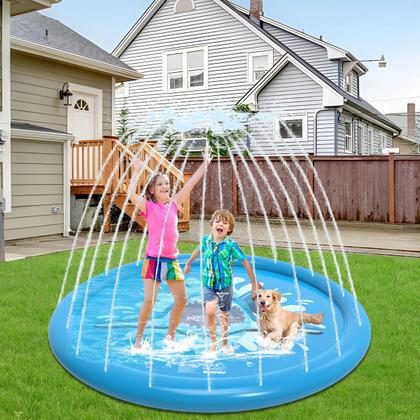 Imagem de Piscina Circular Esteira Infantil Em PVC Resistente Redonda 170cm Com Chafariz Jato D'Água Para Criança Pets