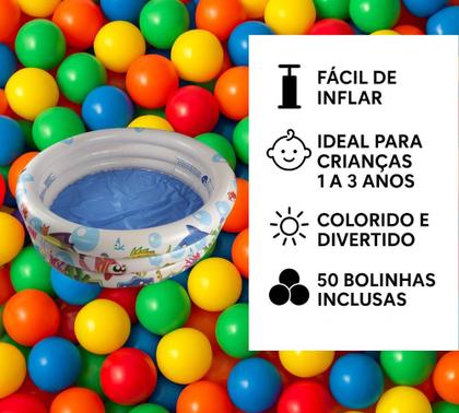 Imagem de Piscina Com Bolinha Infantil 135 Litros Peixinhos 50 Bolinhas Nao Amassa Resistente Menino Meninas Crianças
