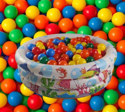 Imagem de Piscina Com Bolinha Infantil 135 Litros Peixinhos 50 Bolinhas Nao Amassa Resistente Menino Meninas Crianças