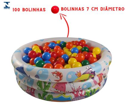 Imagem de Piscina Com Bolinha Infantil 135 Litros Peixinhos 50 Bolinhas Nao Amassa Resistente Menino Meninas Crianças