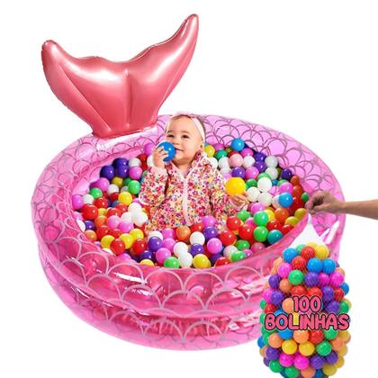 Imagem de Piscina Com Bolinha Infantil Inflável Sereia Criança 85L