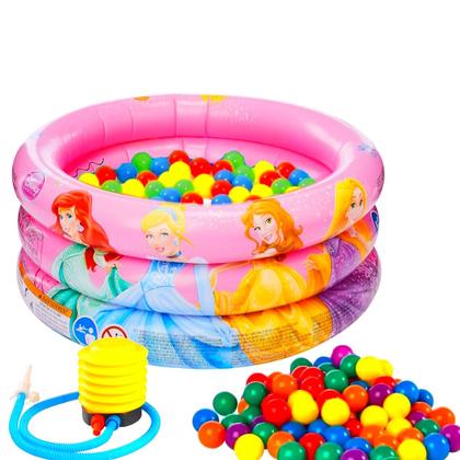 Imagem de Piscina Com Bolinhas 38 a 90 Litros Princesas Herois Frozen Rosa Azul Verde Criança Bebe Menina Menino Com Inflador