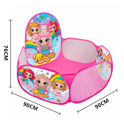 Imagem de Piscina De Bolinhas Cor Rosa Infantil Com Cesto De Basquete Para Meninas