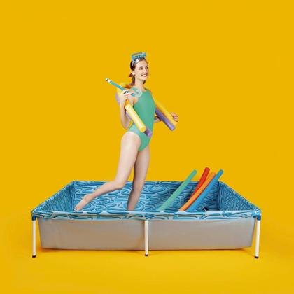 Imagem de Piscina de Plástico Desmontável 1000 Litros Mor Retangular, Azul