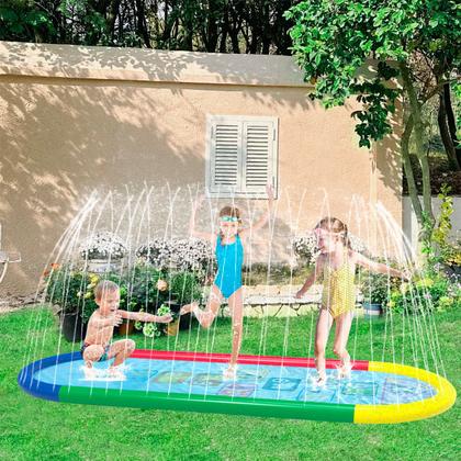 Imagem de Piscina Esteira Infantil Brastoy Chafariz Jato DÁgua Para Criança Pets 250x100cm Splash Sprinkler Pad PVC Resistente