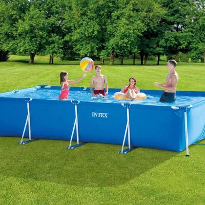 Imagem de Piscina Estrutural Retangular 7.127 Litros com Filtro + Capa + Forro Pvc Armação Intex