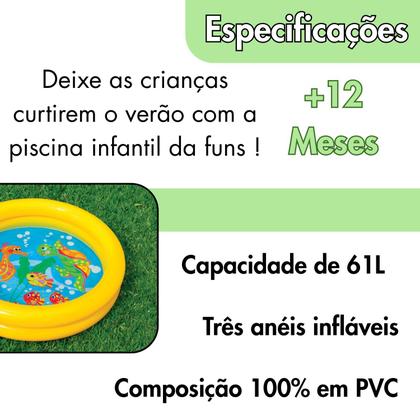 Imagem de Piscina Infantil 2 Anéis 61 Litros Inflável Animais Marinhos