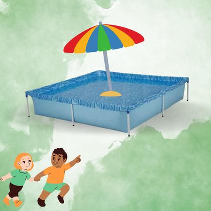 Imagem de Piscina Infantil 400 Litros Quadrada - Mor Cor Azul