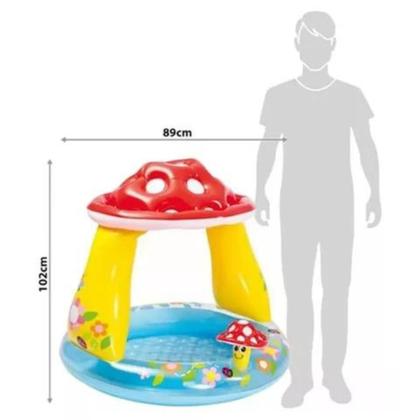 Imagem de Piscina infantil cogumelo 45l  cobertura uv + bomba elétrica