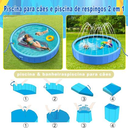 Imagem de Piscina Infantil Esteira C/ Chafariz Jato D'Água PVC Reforçado Circular P/ Crianças e Animais