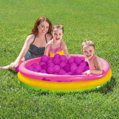 Imagem de Piscina Infantil Inflável 140L Colorida 3 Anéis + 100 Bolinhas