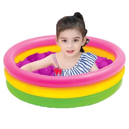 Imagem de Piscina Infantil Inflável 140L Colorida 3 Anéis + 100 Bolinhas