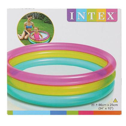 Imagem de Piscina Infantil Inflável Colorida Anéis 63L Intex