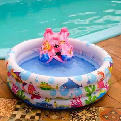 Imagem de Piscina Infantil Inflável Criança Estampa Fundo do Mar 180 Litros+Óculos de Natação Kids