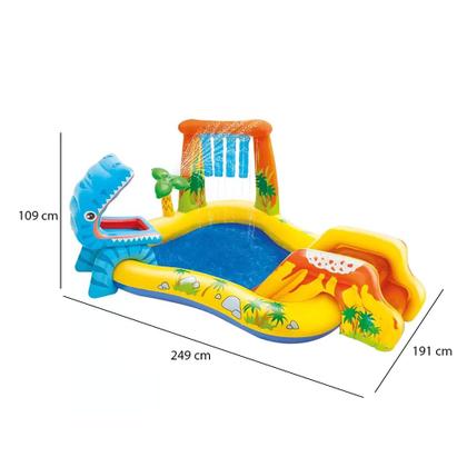 Imagem de Piscina Infantil Inflável Playground Dinossauro 310 Litros Intex Com Bomba de Ar Manual