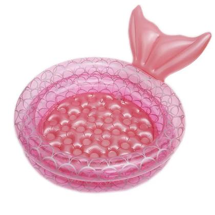 Imagem de Piscina Infantil Inflável Redonda Bebê Menina Sereia 85L Rosa