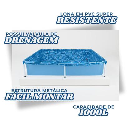 Imagem de Piscina Infantil MOR Retangular de 1000 Litros em PVC Resistente com Montagem Fácil para Garantir a Diversão das Crianças