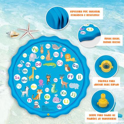 Imagem de Piscina Infantil Redonda Esteira Com Chafariz Jato D'Água P/ Crianças e Pets Em PVC Resistente 170cm