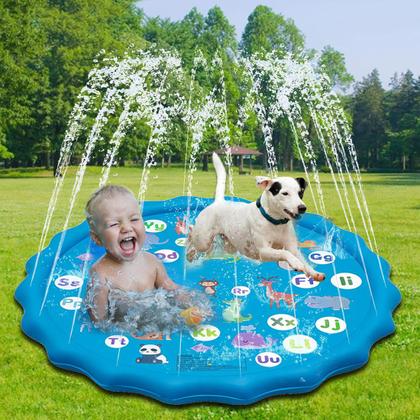 Imagem de Piscina Infantil Redonda Esteira Com Chafariz Jato D'Água P/ Crianças e Pets Em PVC Resistente 170cm