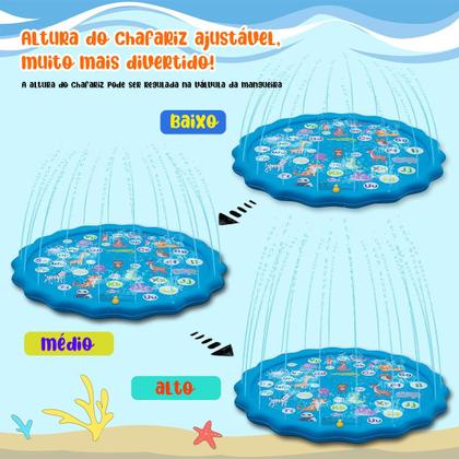 Imagem de Piscina Infantil Redonda Esteira Com Chafariz Jato D'Água P/ Crianças e Pets Em PVC Resistente 170cm