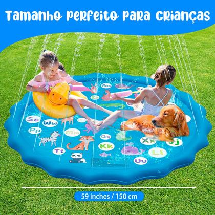Imagem de Piscina Infantil Redonda Esteira Com Chafariz Jato D'Água P/ Crianças e Pets Em PVC Resistente 170cm