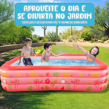 Imagem de Piscina Infantil Retangular 300 Litros P/ Crianças e Pets Em PVC Resistente